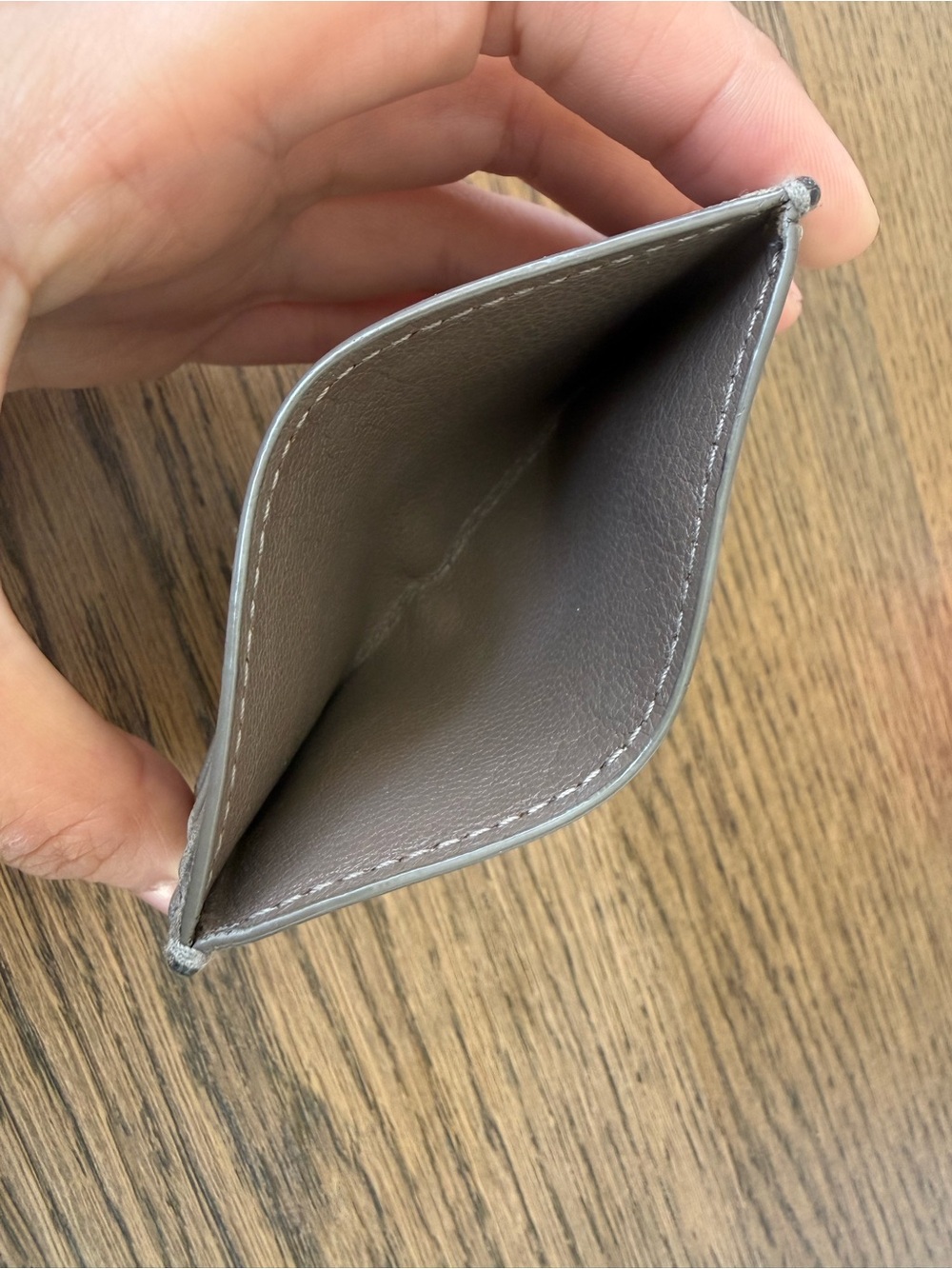 Bottega Veneta Leather Card Holder Wallet in Gray/Tan - Picture 3 of 5